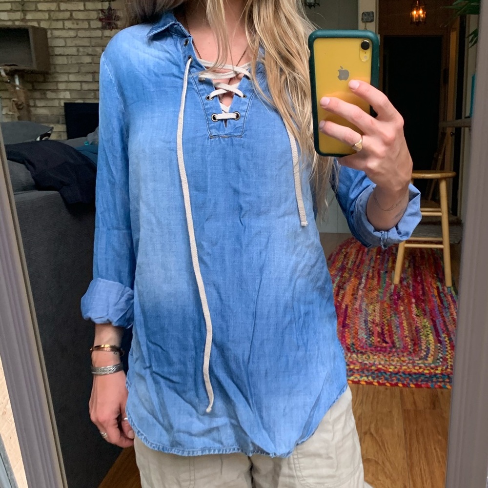 Cloth and Stone Anthropologie jean blouse